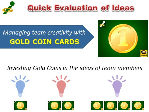 Gold Coin Cards for Quick selection of the best idea by a group, smarter brainstorming, Vadim Kotelnikov inventions