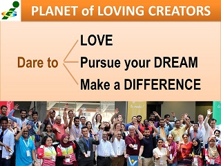 Dare to Love, Pursue your dream, Male a Difference, Planet of Loving Creators, Vadim Kotelnikov advice