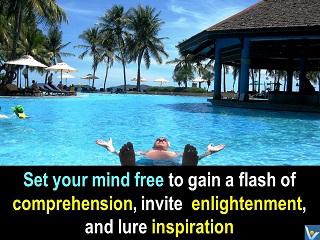 Relax, Set your mind free, meditation in swimming pool, inspiration, enlightenment, Vadim Kotelnikov, Borneo